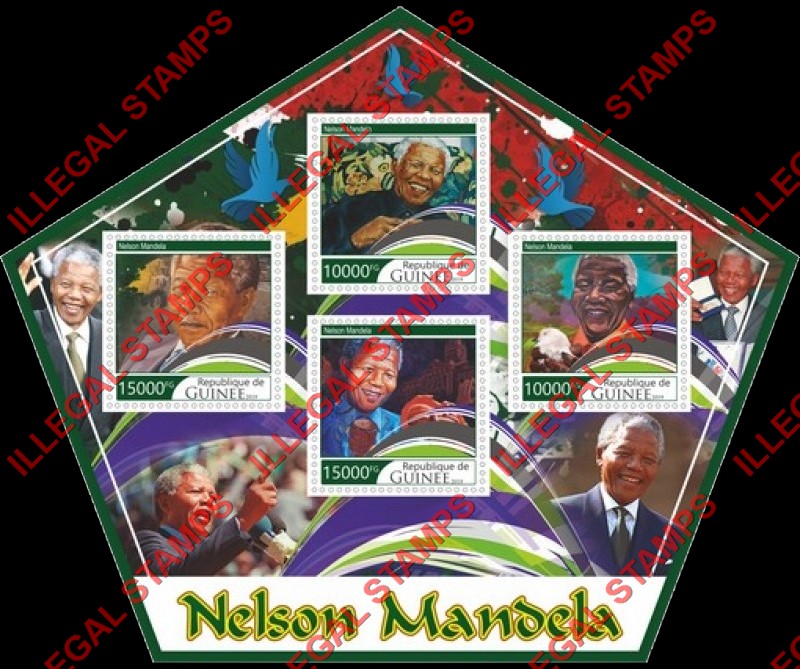 Guinea Republic 2019 Nelson Mandela Illegal Stamp Souvenir Sheet of 4