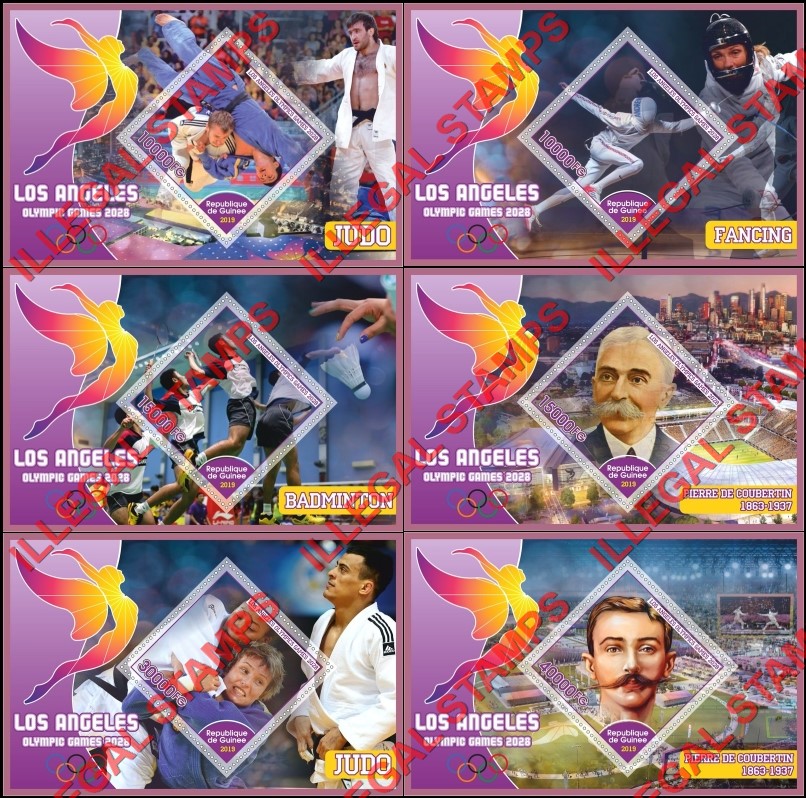 Guinea Republic 2019 Olympic Games in Los Angeles in 2028 Illegal Stamp Souvenir Sheets of 1