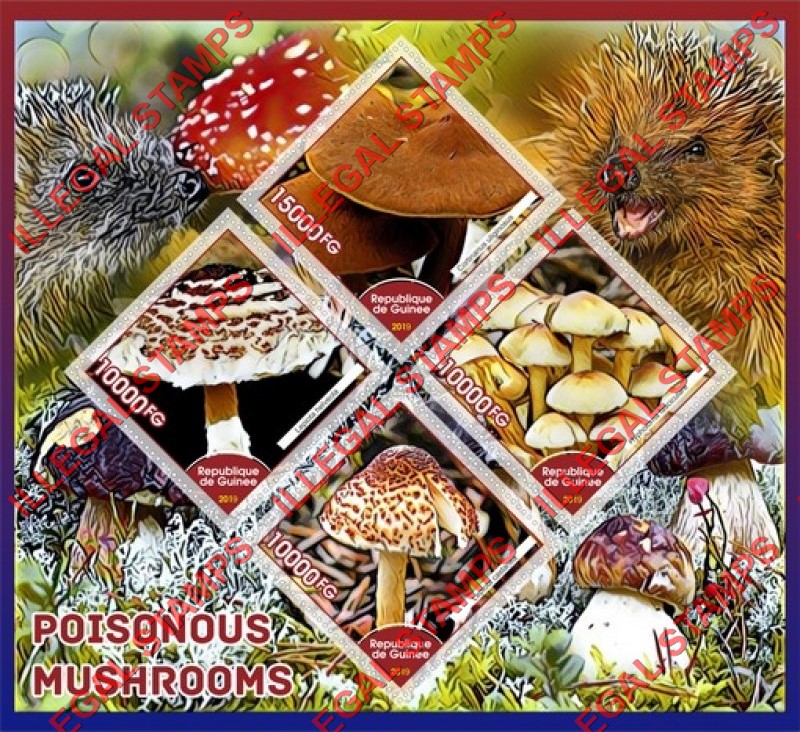 Guinea Republic 2019 Poisonous Mushrooms Illegal Stamp Souvenir Sheet of 4