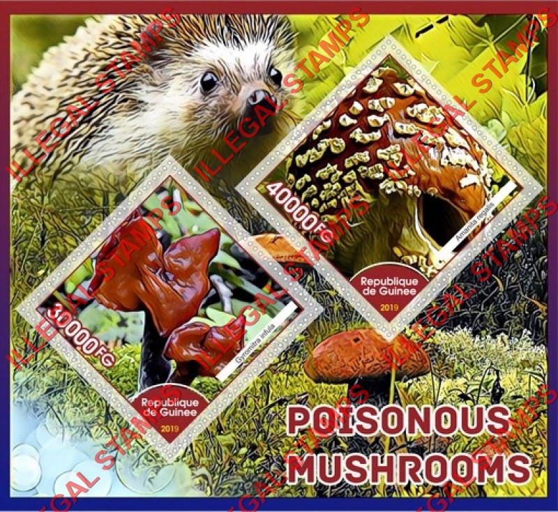 Guinea Republic 2019 Poisonous Mushrooms Illegal Stamp Souvenir Sheet of 2