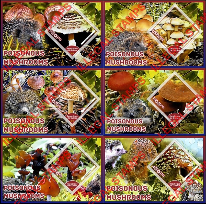 Guinea Republic 2019 Poisonous Mushrooms Illegal Stamp Souvenir Sheets of 1