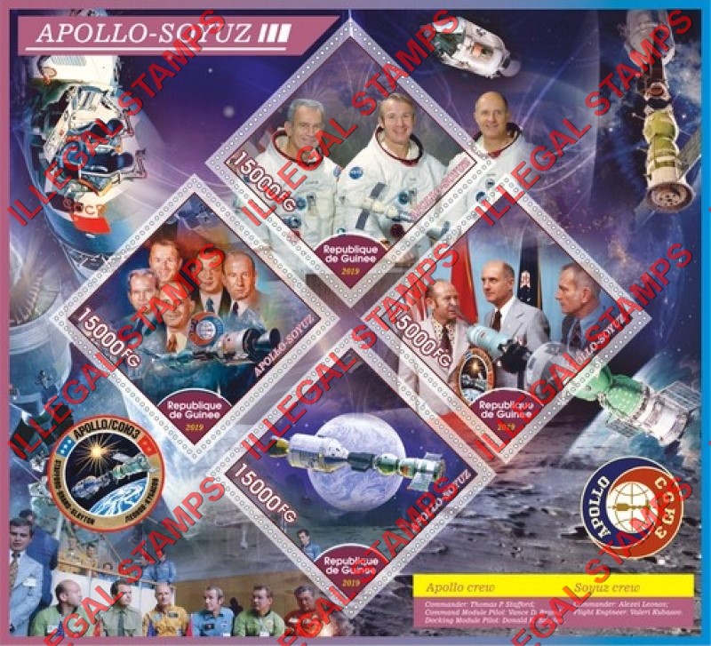 Guinea Republic 2019 Space Apollo Soyuz Illegal Stamp Souvenir Sheet of 4
