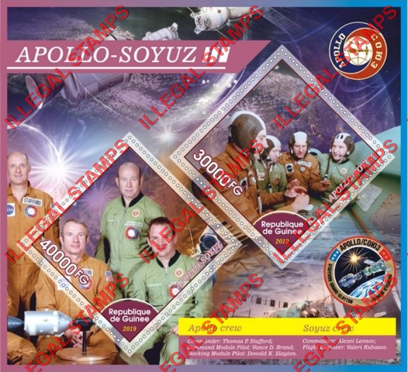 Guinea Republic 2019 Space Apollo Soyuz Illegal Stamp Souvenir Sheet of 2