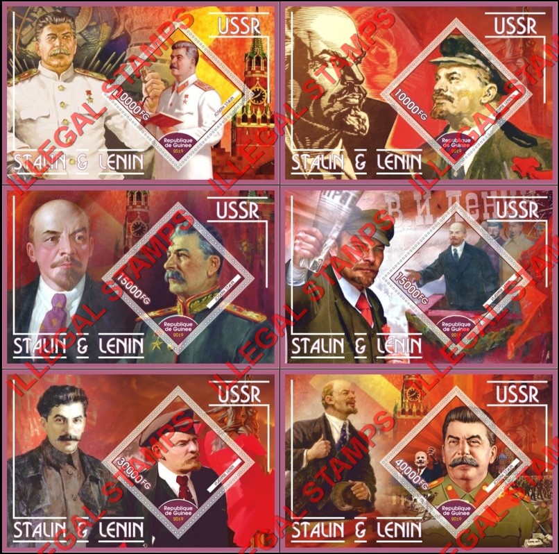 Guinea Republic 2019 Stalin and Lenin Illegal Stamp Souvenir Sheets of 1