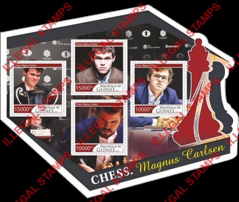 Guinea Republic 2020 Chess Magnus Carlsen Illegal Stamp Souvenir Sheet of 4
