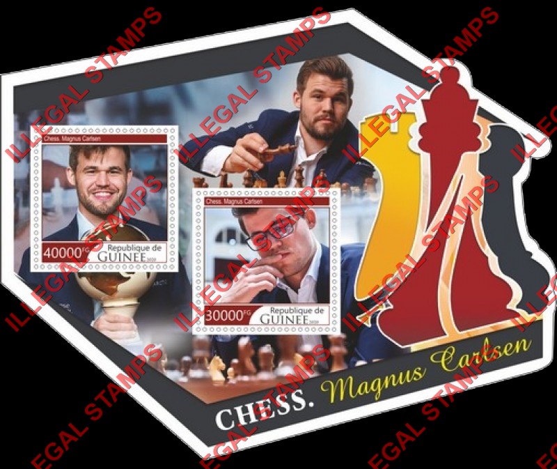 Guinea Republic 2020 Chess Magnus Carlsen Illegal Stamp Souvenir Sheet of 2