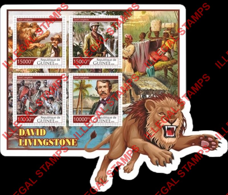 Guinea Republic 2020 David Livingstone Illegal Stamp Souvenir Sheet of 4