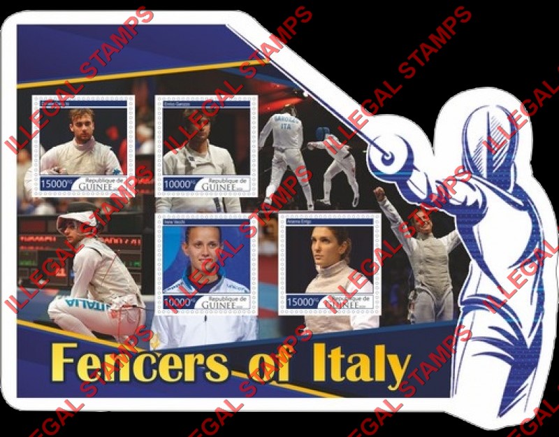 Guinea Republic 2020 Fencing Fencers of Italy Illegal Stamp Souvenir Sheet of 4