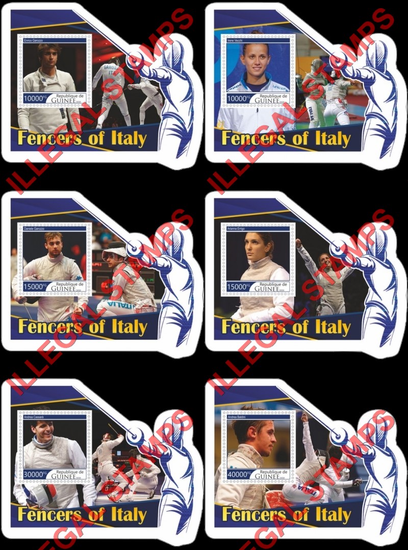Guinea Republic 2020 Fencing Fencers of Italy Illegal Stamp Souvenir Sheets of 1