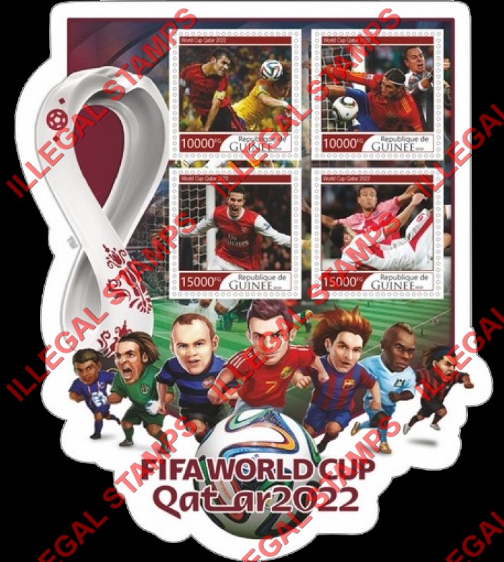 Guinea Republic 2020 FIFA World Cup Soccer in Qatar in 2022 Illegal Stamp Souvenir Sheet of 4