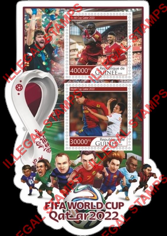 Guinea Republic 2020 FIFA World Cup Soccer in Qatar in 2022 Illegal Stamp Souvenir Sheet of 2