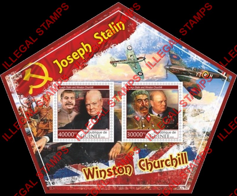 Guinea Republic 2020 Joseph Stalin and Winston Churchill Illegal Stamp Souvenir Sheet of 2