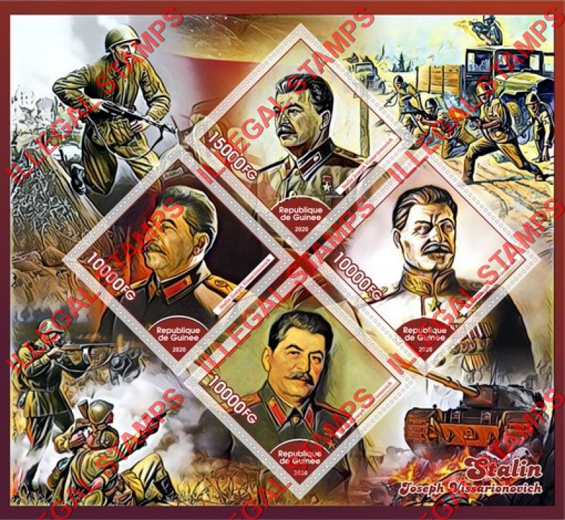 Guinea Republic 2020 Joseph Stalin (different) Illegal Stamp Souvenir Sheet of 4