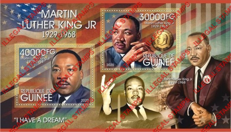 Guinea Republic 2020 Martin Luther King Illegal Stamp Souvenir Sheet of 2