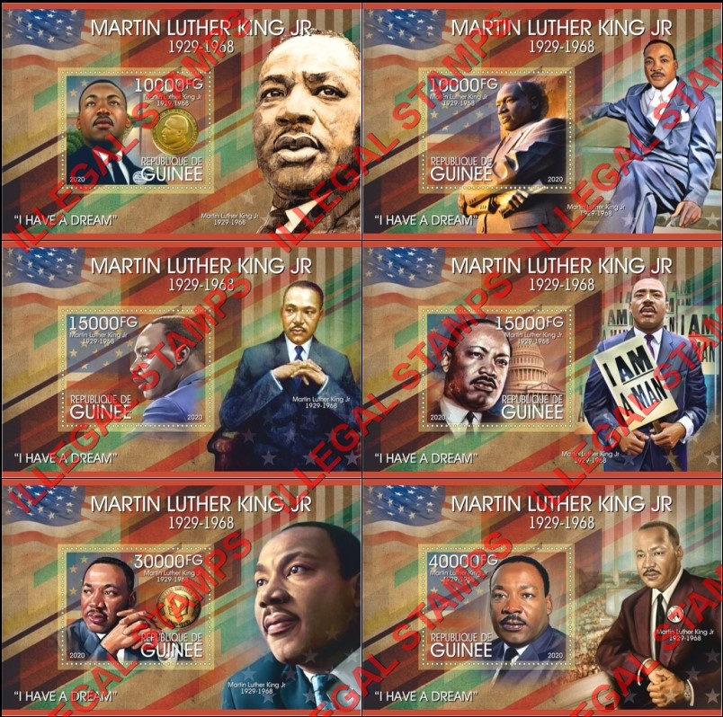Guinea Republic 2020 Martin Luther King Illegal Stamp Souvenir Sheets of 1