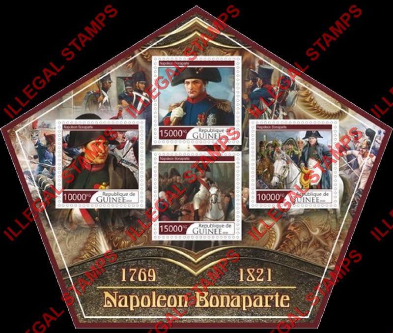 Guinea Republic 2020 Napoleon Bonaparte (different) Illegal Stamp Souvenir Sheet of 4