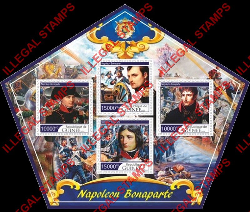 Guinea Republic 2020 Napoleon Bonaparte Illegal Stamp Souvenir Sheet of 4