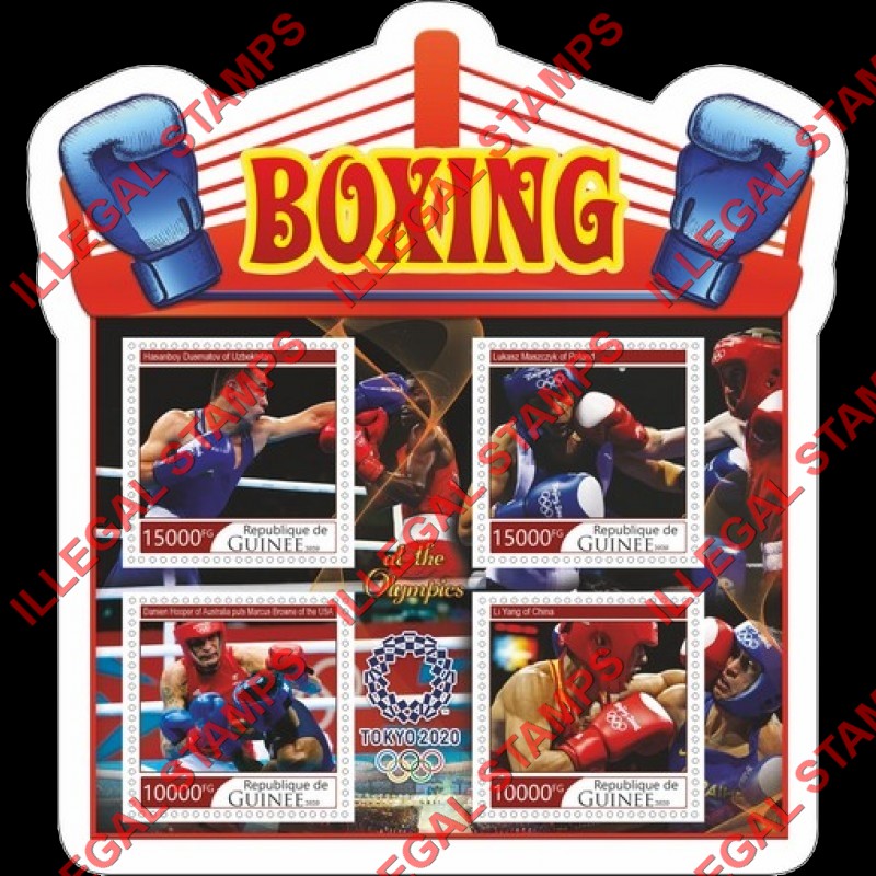Guinea Republic 2020 Olympic Games in Tokyo Boxing Illegal Stamp Souvenir Sheet of 4