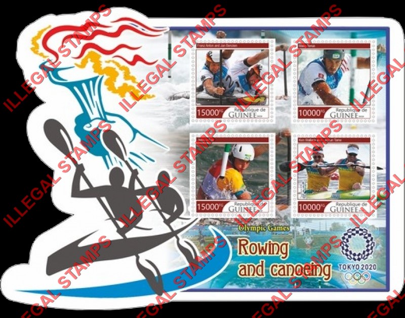 Guinea Republic 2020 Olympic Games in Tokyo Rowing and Canoeing Illegal Stamp Souvenir Sheet of 4