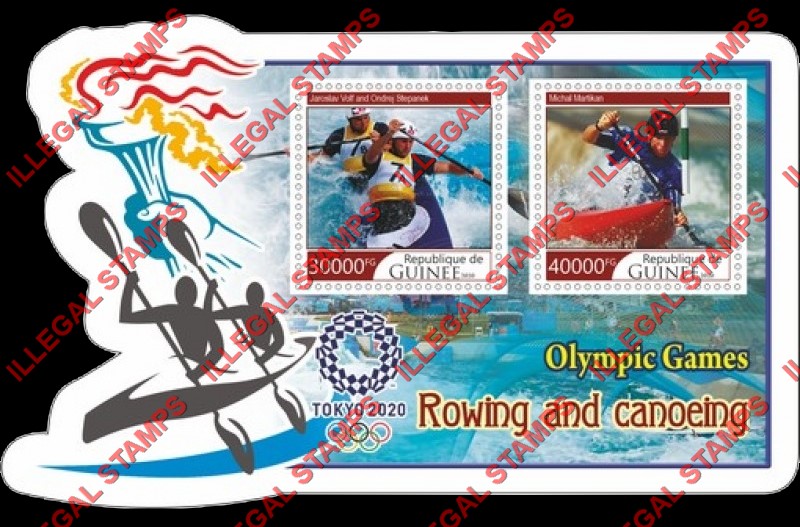 Guinea Republic 2020 Olympic Games in Tokyo Rowing and Canoeing Illegal Stamp Souvenir Sheet of 2