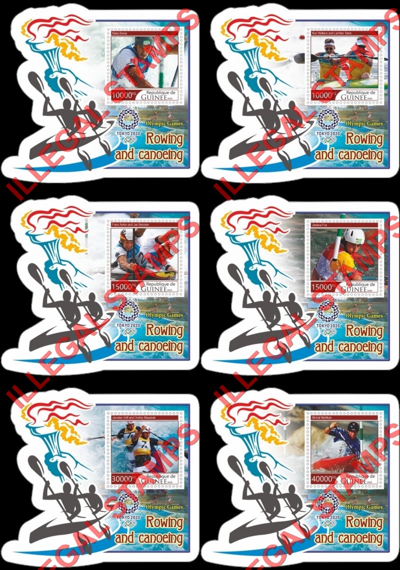 Guinea Republic 2020 Olympic Games in Tokyo Rowing and Canoeing Illegal Stamp Souvenir Sheets of 1