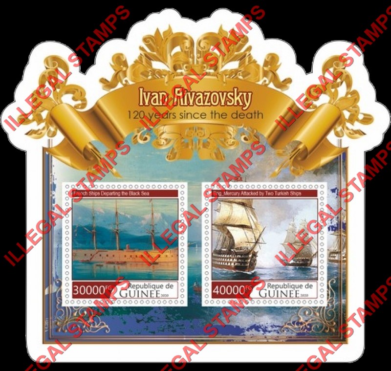 Guinea Republic 2020 Paintings by Ivan Aivazovsky Illegal Stamp Souvenir Sheet of 2