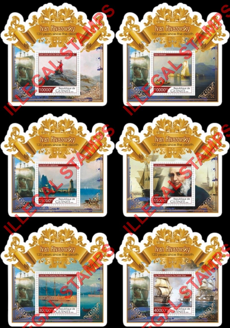 Guinea Republic 2020 Paintings by Ivan Aivazovsky Illegal Stamp Souvenir Sheets of 1