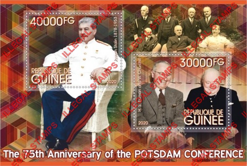 Guinea Republic 2020 Potsdam Conference Illegal Stamp Souvenir Sheet of 2