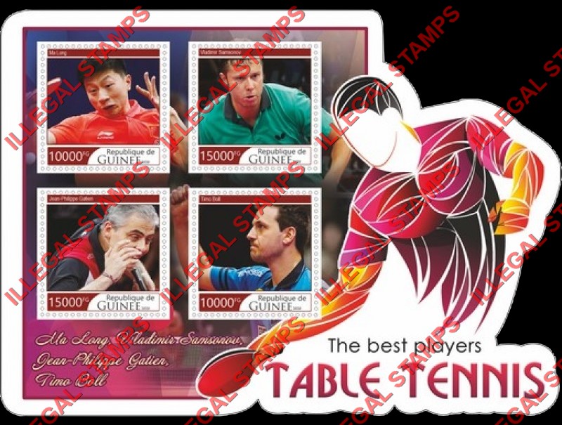 Guinea Republic 2020 Table Tennis Best Players Illegal Stamp Souvenir Sheet of 4