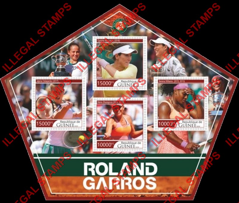 Guinea Republic 2020 Tennis Players Roland Garros Tournament Illegal Stamp Souvenir Sheet of 4