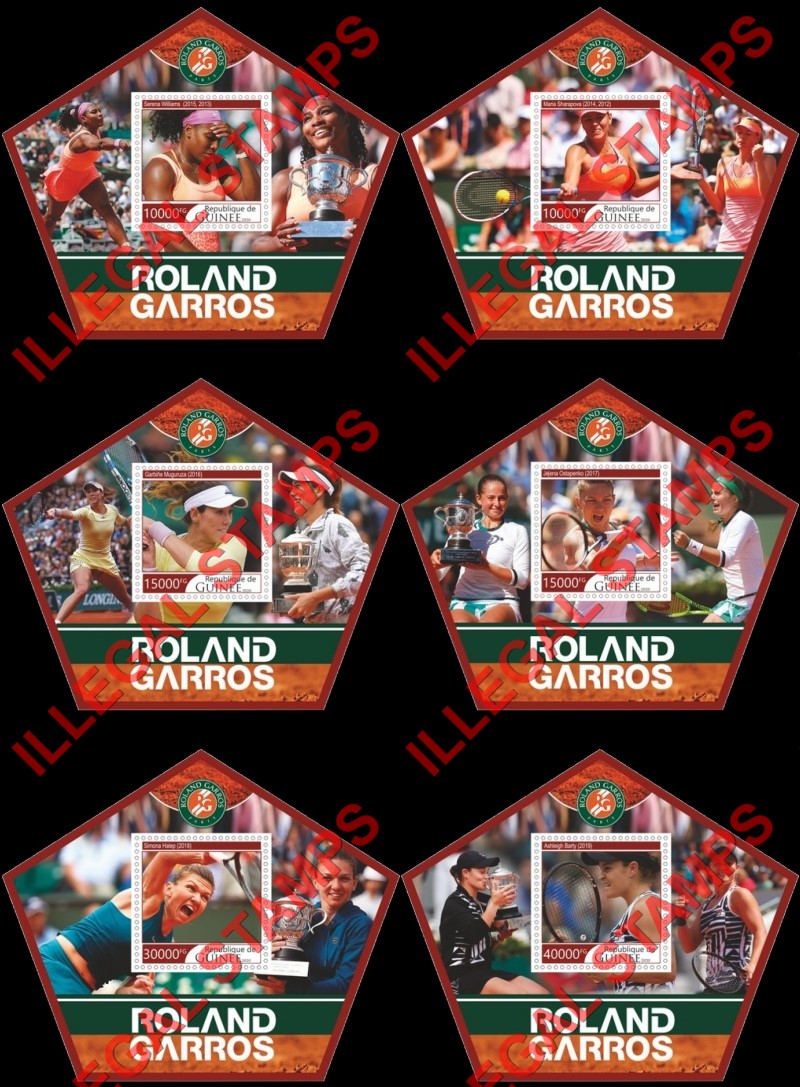 Guinea Republic 2020 Tennis Players Roland Garros Tournament Illegal Stamp Souvenir Sheets of 1