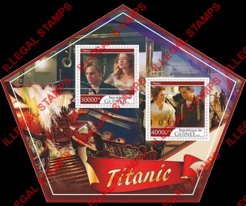 Guinea Republic 2020 Titanic Movie Illegal Stamp Souvenir Sheet of 2