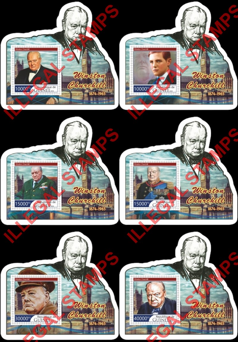 Guinea Republic 2020 Winston Churchill Illegal Stamp Souvenir Sheets of 1