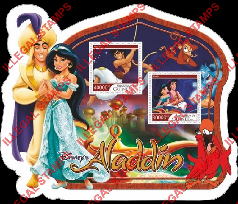 Guinea Republic 2021 Disney Aladdin Illegal Stamp Souvenir Sheet of 2