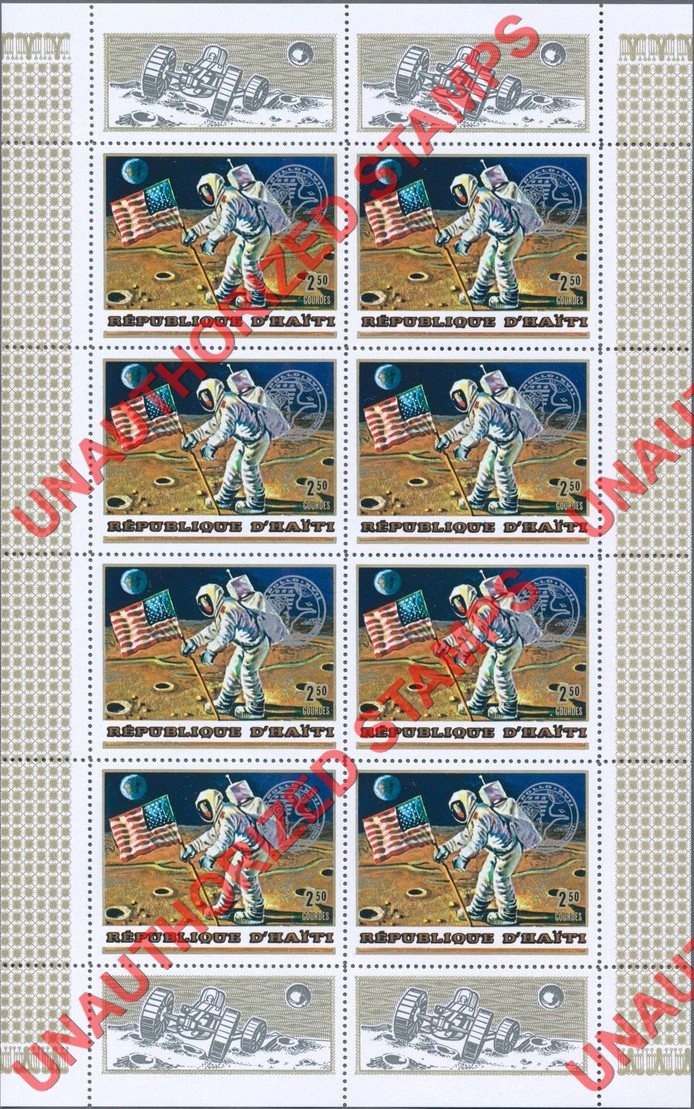 Haiti 1973 Unauthorized Space Exploration Stamp in Sheetlet of 8