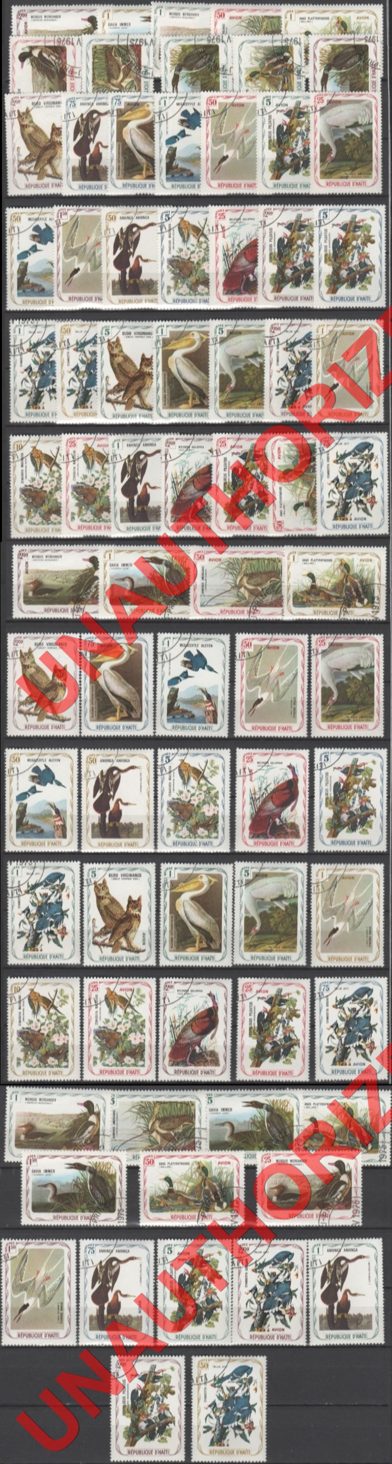 Haiti 1975 Unauthorized Audubon Birds Stamp Set of 75