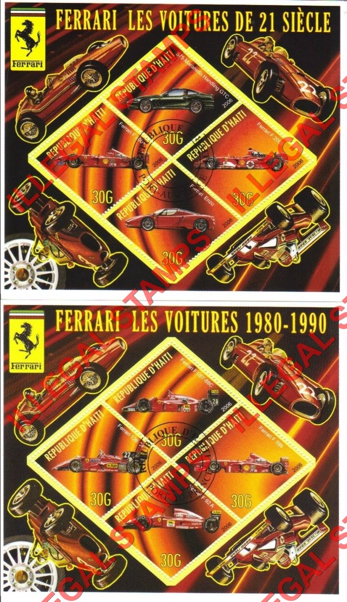 Haiti 2006 Ferrari Illegal Stamp Souvenir Sheets of 4 (Part 1)