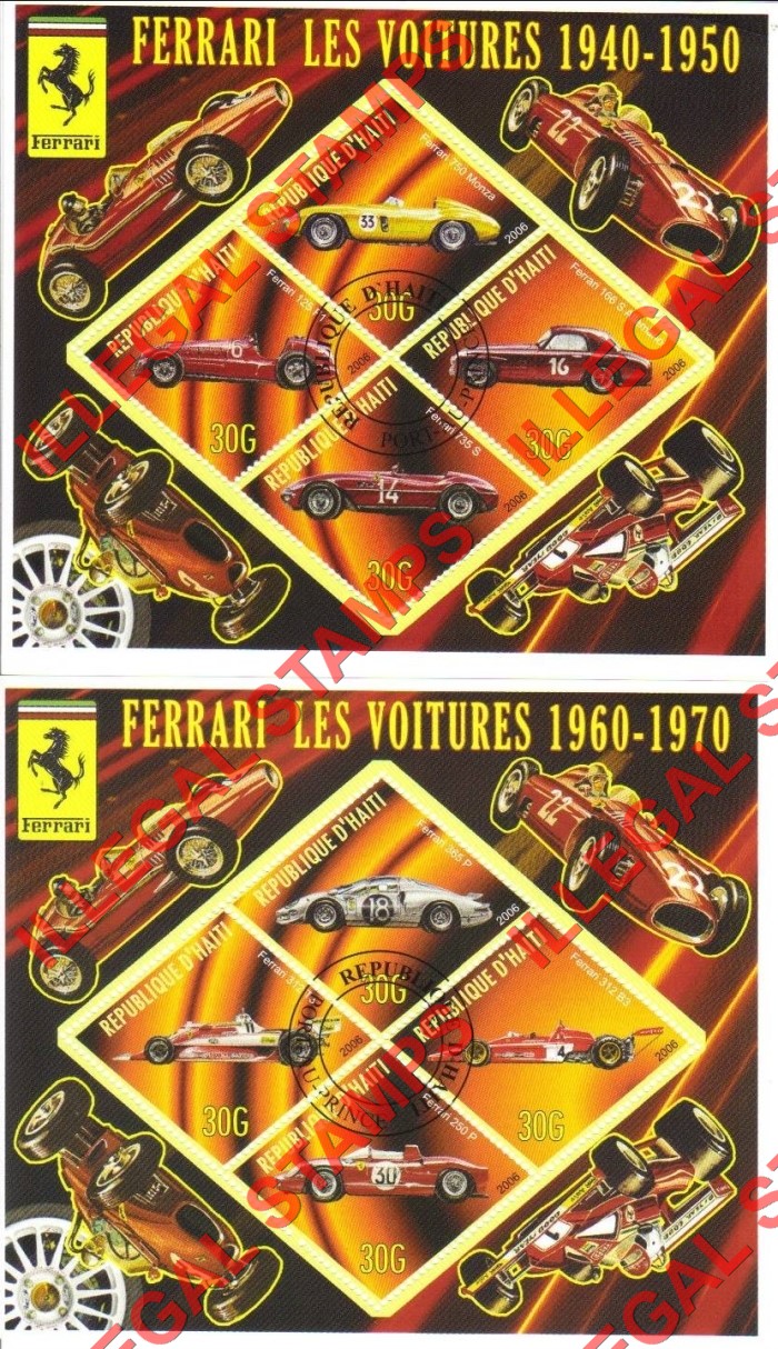 Haiti 2006 Ferrari Illegal Stamp Souvenir Sheets of 4 (Part 2)