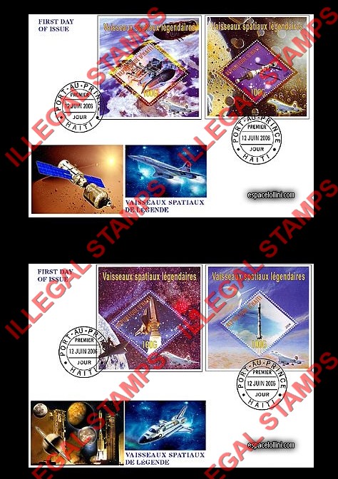 Haiti 2006 Space Legendary Spaceships Illegal Stamp Souvenir Sheets of 1 on Fake First Day Covers
