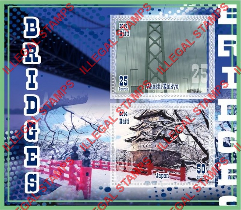Haiti 2014 Bridges Illegal Stamp Souvenir Sheet of 2