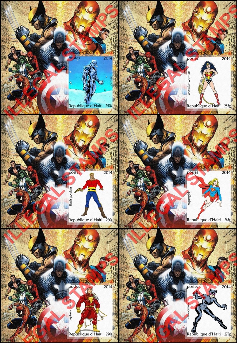 Haiti 2014 Comic Book Superheroes Illegal Stamp Souvenir Sheets of 1 (Part 10)
