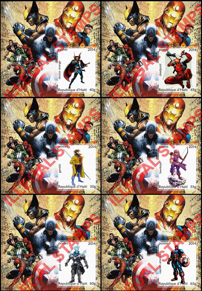 Haiti 2014 Comic Book Superheroes Illegal Stamp Souvenir Sheets of 1 (Part 3)