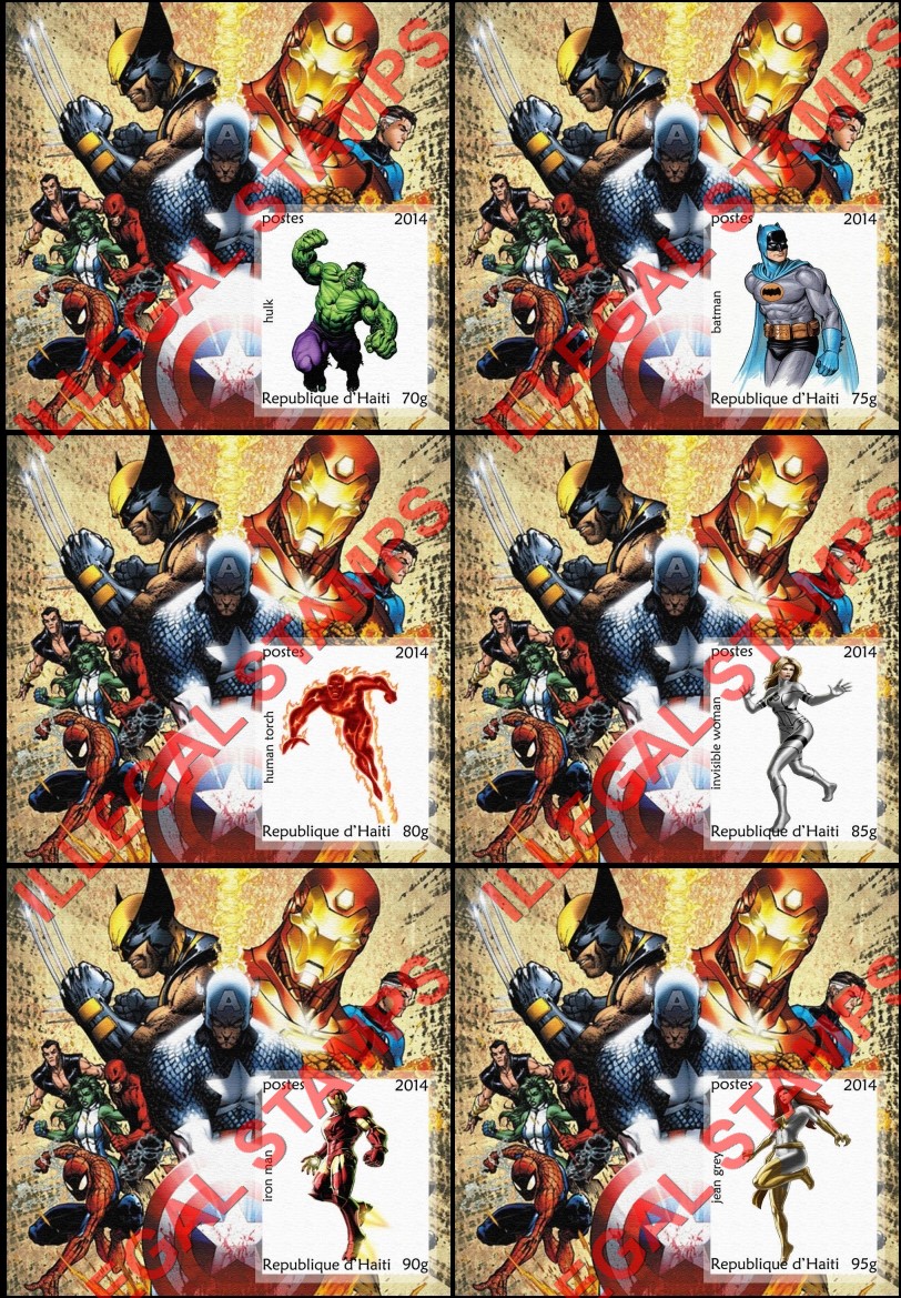 Haiti 2014 Comic Book Superheroes Illegal Stamp Souvenir Sheets of 1 (Part 4)