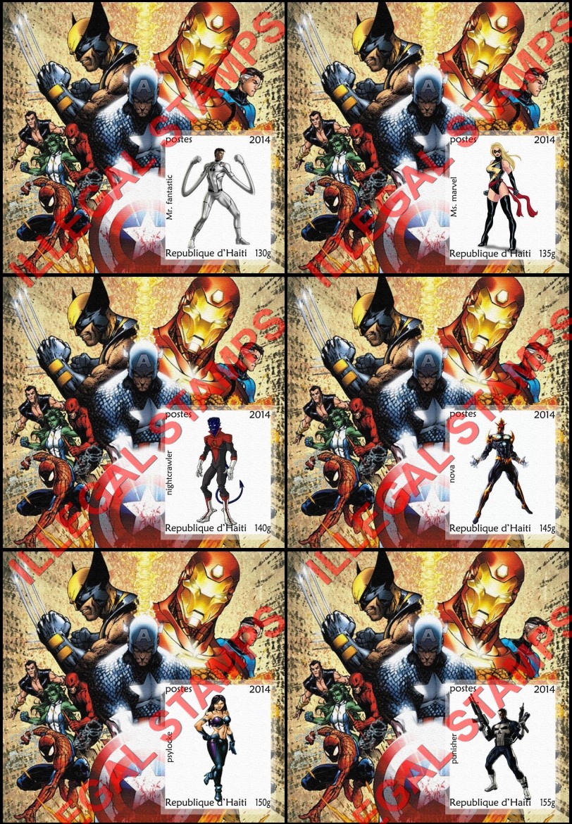 Haiti 2014 Comic Book Superheroes Illegal Stamp Souvenir Sheets of 1 (Part 6)
