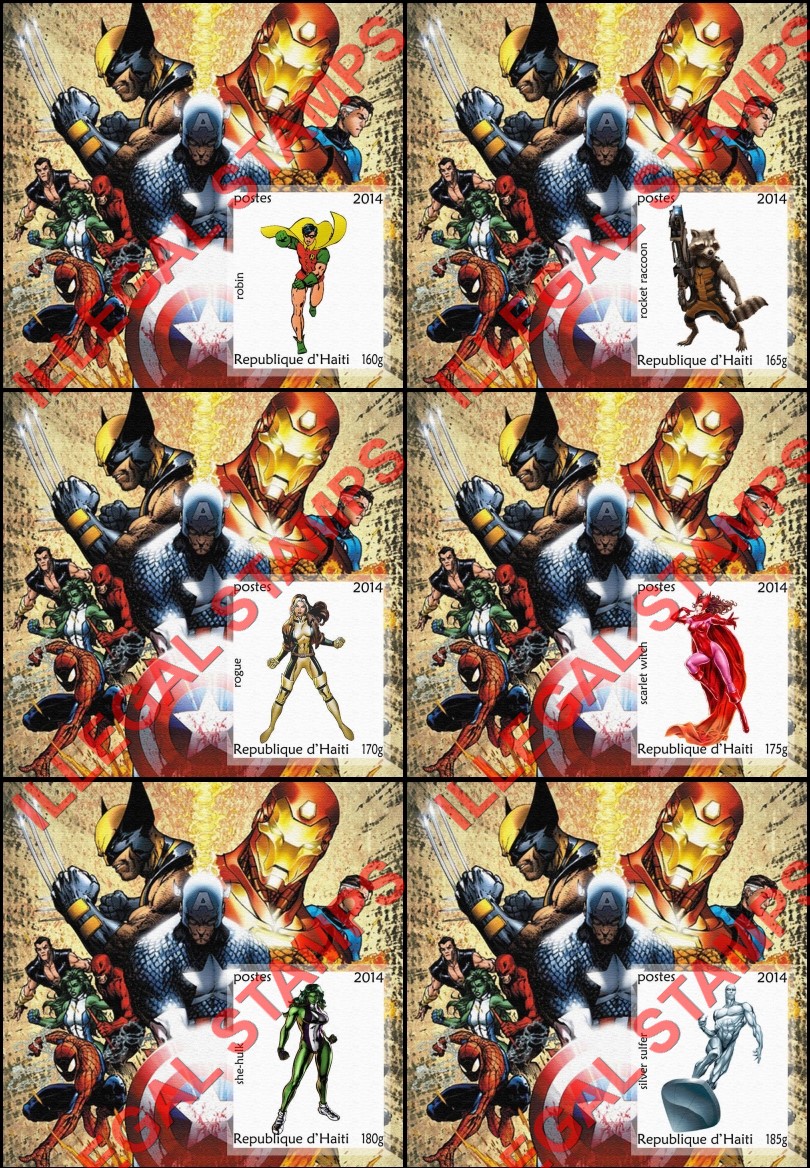 Haiti 2014 Comic Book Superheroes Illegal Stamp Souvenir Sheets of 1 (Part 7)