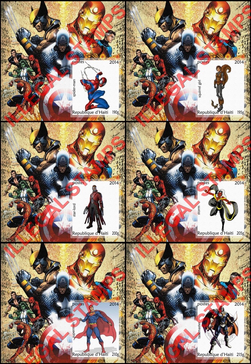 Haiti 2014 Comic Book Superheroes Illegal Stamp Souvenir Sheets of 1 (Part 8)