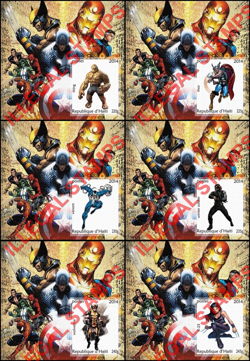 Haiti 2014 Comic Book Superheroes Illegal Stamp Souvenir Sheets of 1 (Part 9)