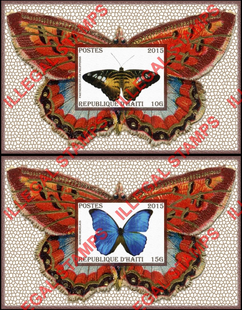 Haiti 2015 Butterflies Illegal Stamp Souvenir Sheets of 1 (Part 1)