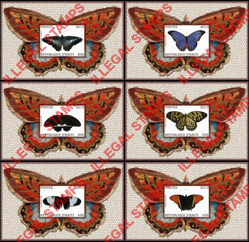 Haiti 2015 Butterflies Illegal Stamp Souvenir Sheets of 1 (Part 2)