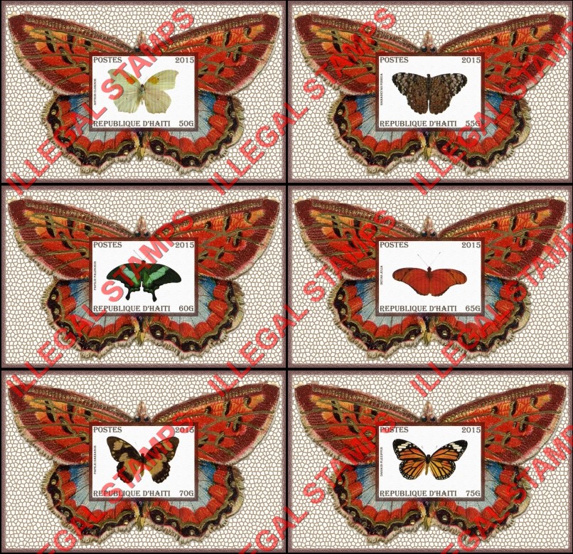Haiti 2015 Butterflies Illegal Stamp Souvenir Sheets of 1 (Part 3)